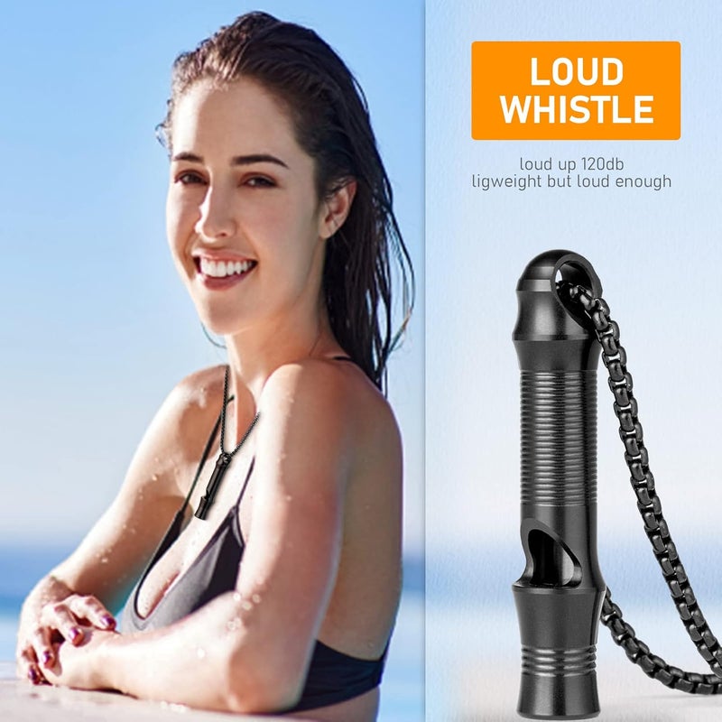 TISUR Titanium Emergency Whistle,EDC Safety Whistles Necklace Loud up to 120db,Survival Whistles for Survival,Hiking,Camping,Pets Training - Image 4